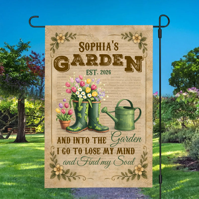 Vintage Outdoor Garden Flag – Unique Green Watering Can Decor Gift