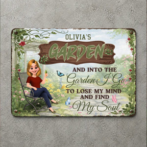 Into The Garden I Go Metal Signs – Relaxing Girl Personalized Yard Plaque