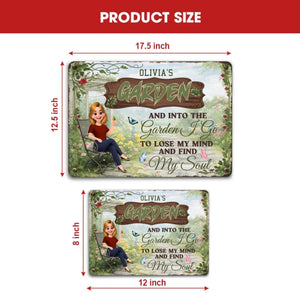 Into The Garden I Go Metal Signs – Relaxing Girl Personalized Yard Plaque