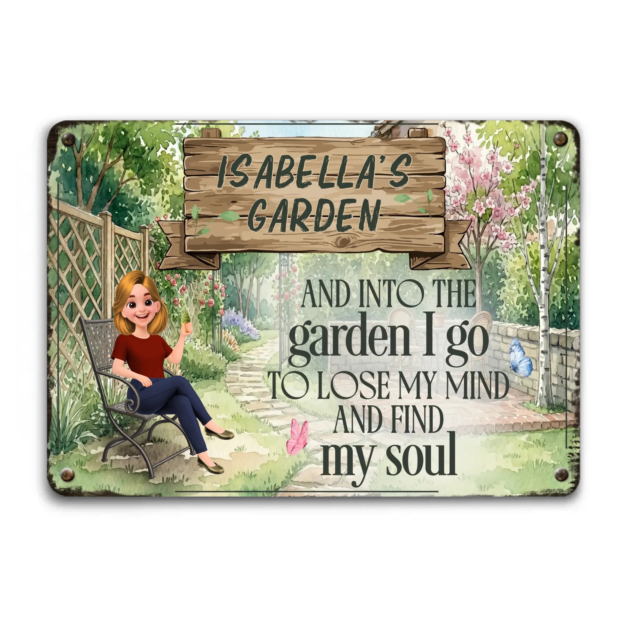 Customized Unique Flower Garden Metal Signs  – Lose My Mind Find My Soul Gift