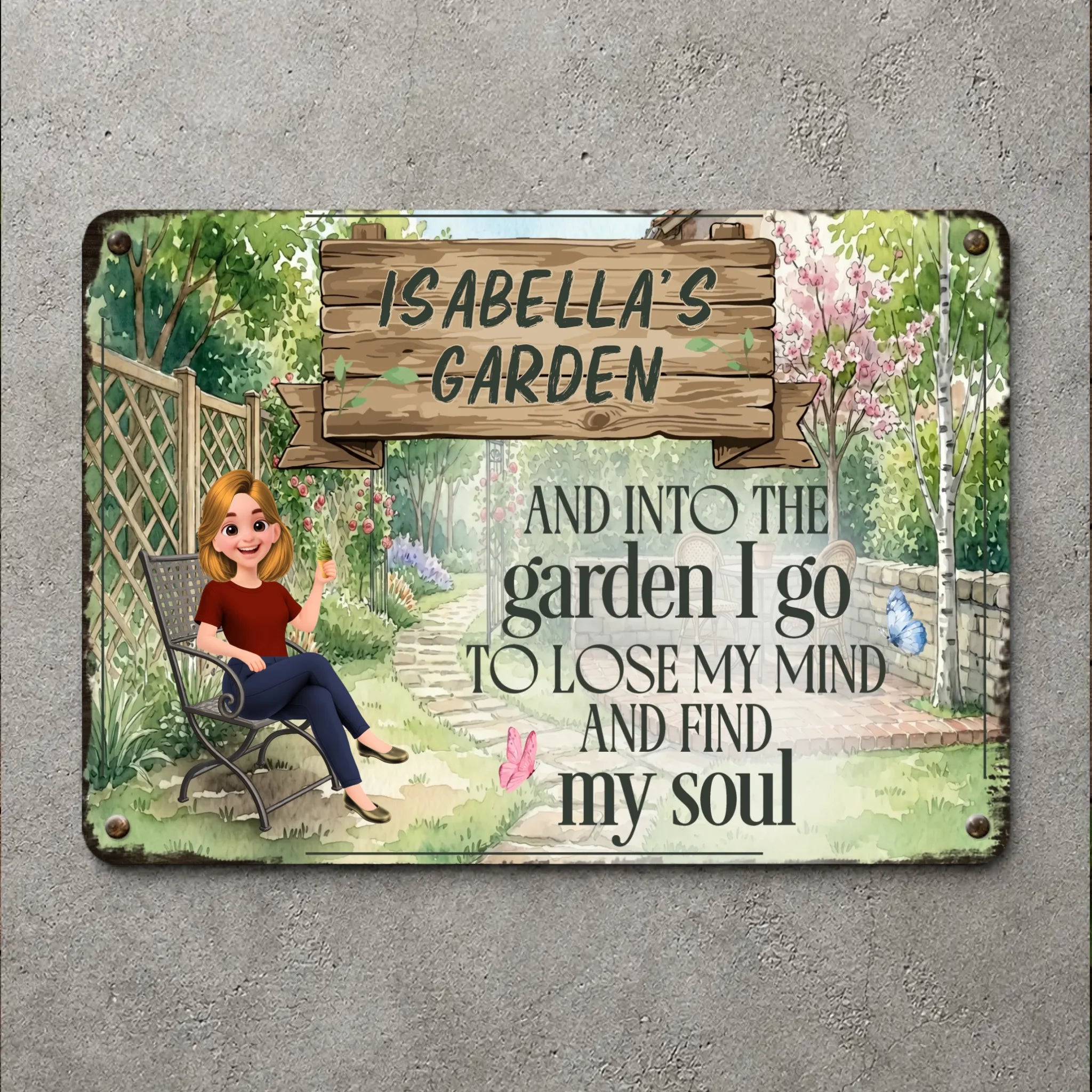 Customized Unique Flower Garden Metal Signs  – Lose My Mind Find My Soul Gift