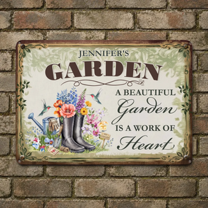 Customized Garden Metal Signs – Garden Is A Work of Heart Unique Plaque