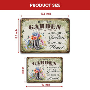 Customized Garden Metal Signs – Garden Is A Work of Heart Unique Plaque