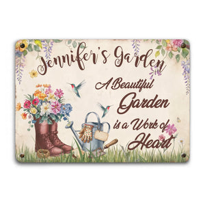 Personalized Garden Metal Sign – Vintage Flower Plaque Gift