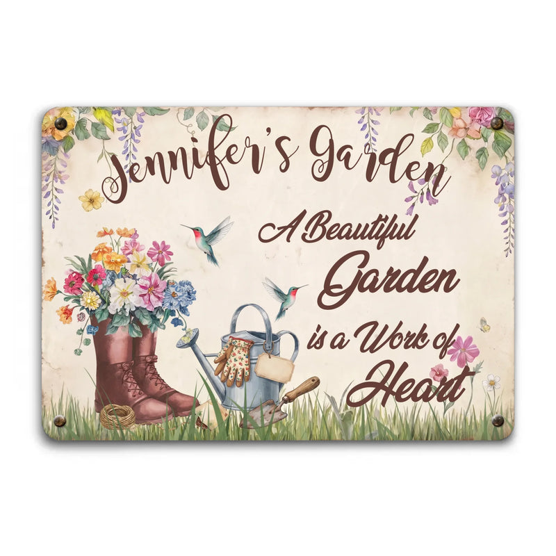 Personalized Garden Metal Sign – Vintage Flower Plaque Gift