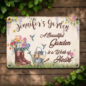 Personalized Garden Metal Sign – Vintage Flower Plaque Gift