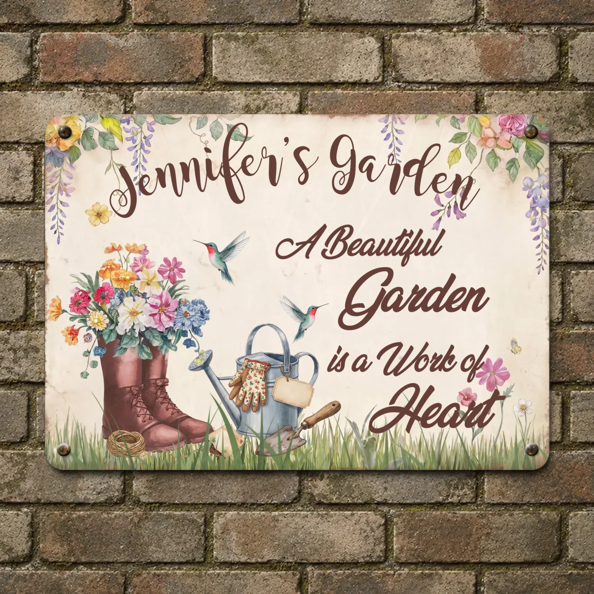 Personalized Garden Metal Sign – Vintage Flower Plaque Gift