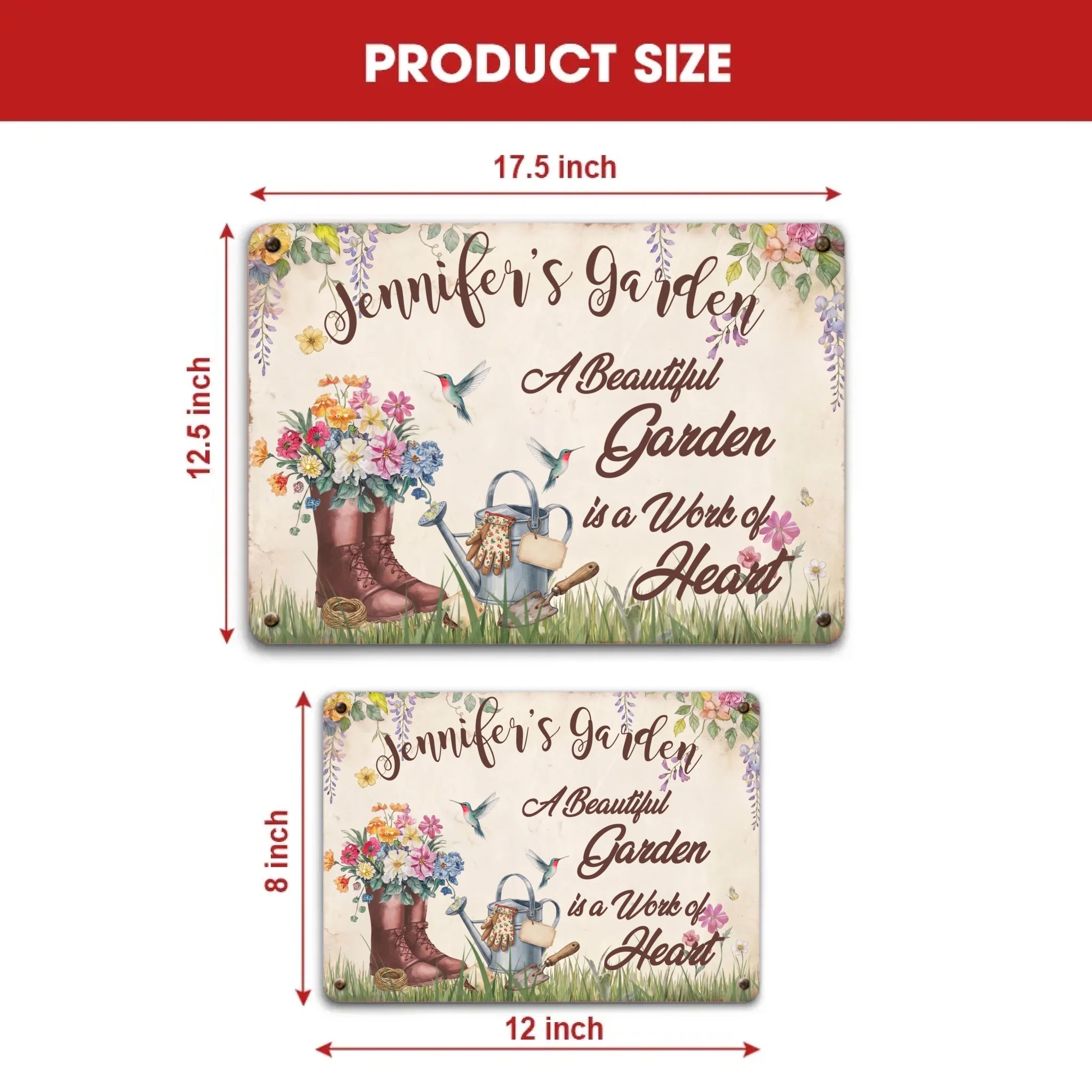 Personalized Garden Metal Sign – Vintage Flower Plaque Gift