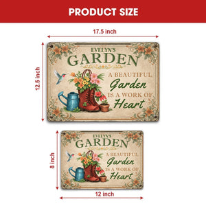 Unique Personalized Metal Signs – Garden Red Boots Hummingbird Sign With Name