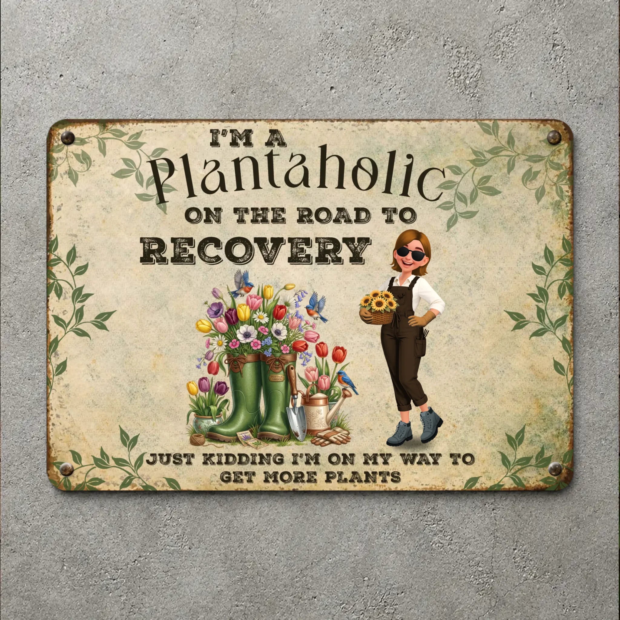Customized Garden Metal Signs – I'm A Plantaholic For Gardeners