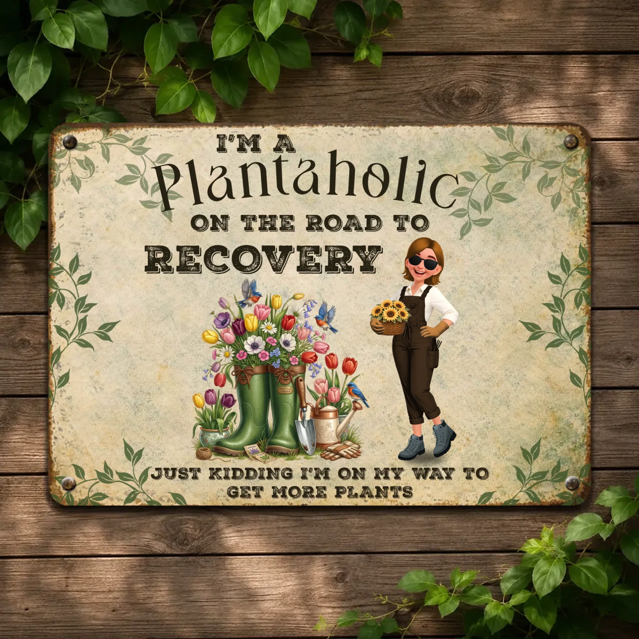 Customized Garden Metal Signs – I'm A Plantaholic For Gardeners