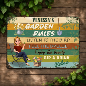 Bespoke Garden Rules Metal Signs – Listen To The Bird Plaque Gift