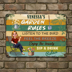 Bespoke Garden Rules Metal Signs – Listen To The Bird Plaque Gift