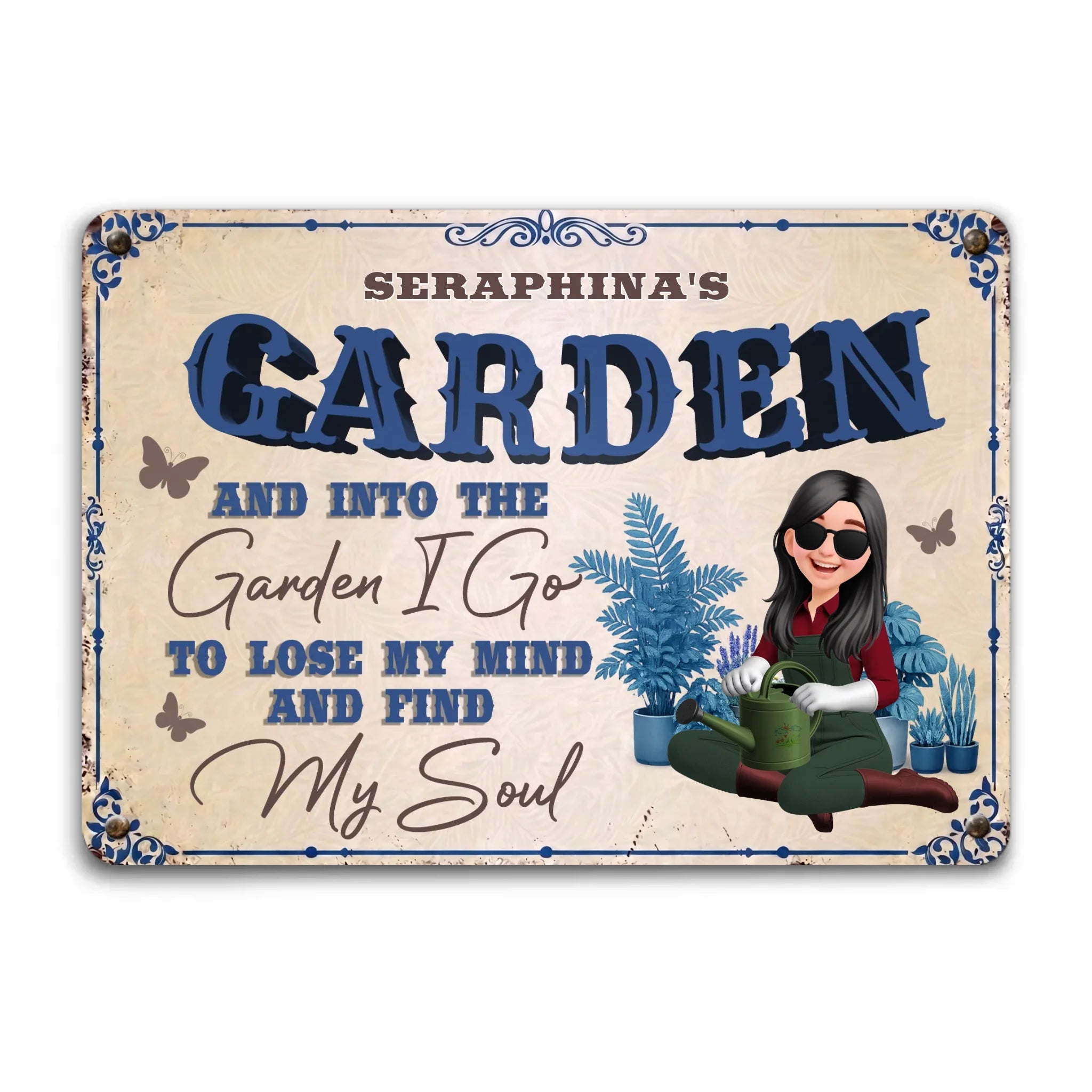 Unique Personalized Backyard Garden Metal Signs – Retro Cobalt Decor Gift