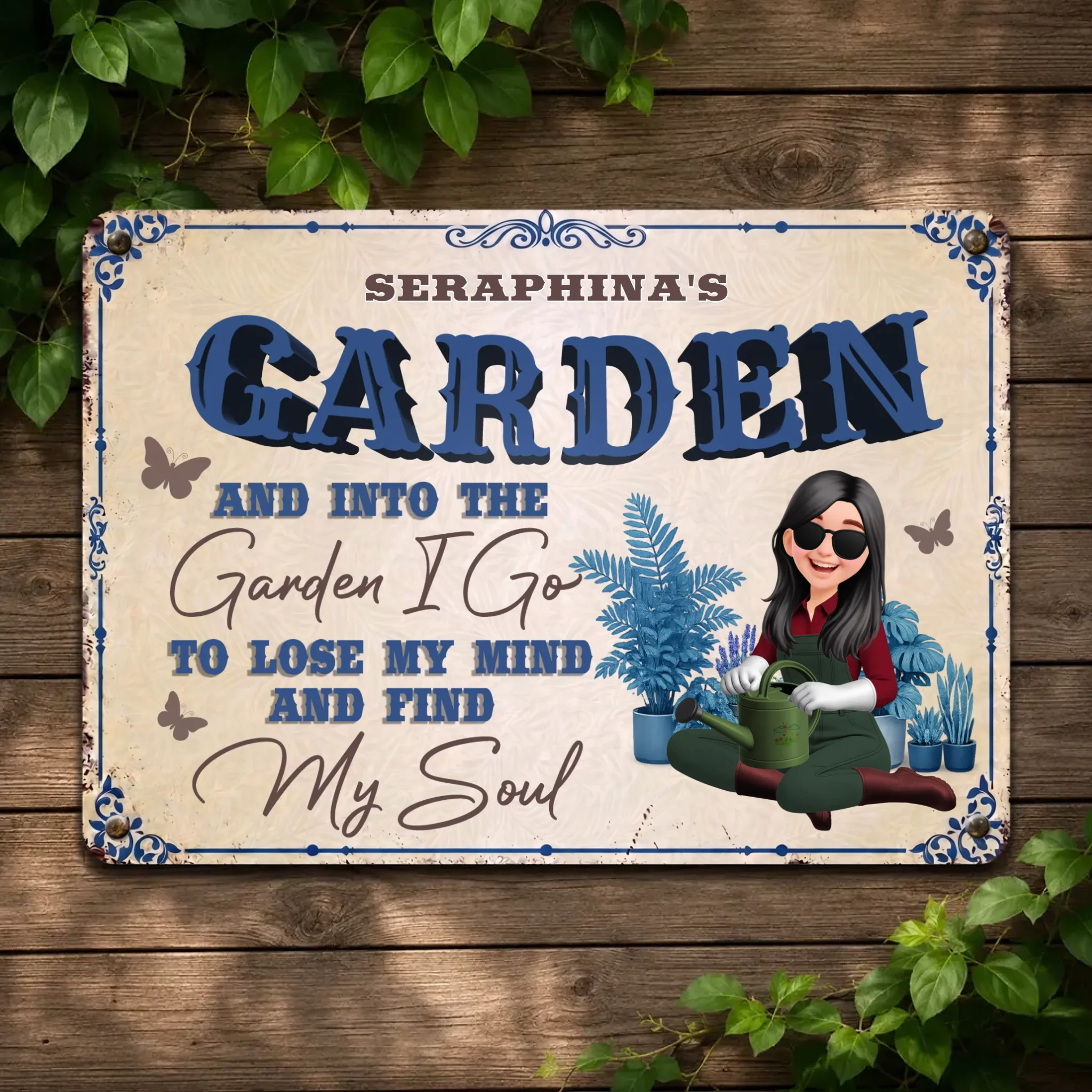 Unique Personalized Backyard Garden Metal Signs – Retro Cobalt Decor Gift