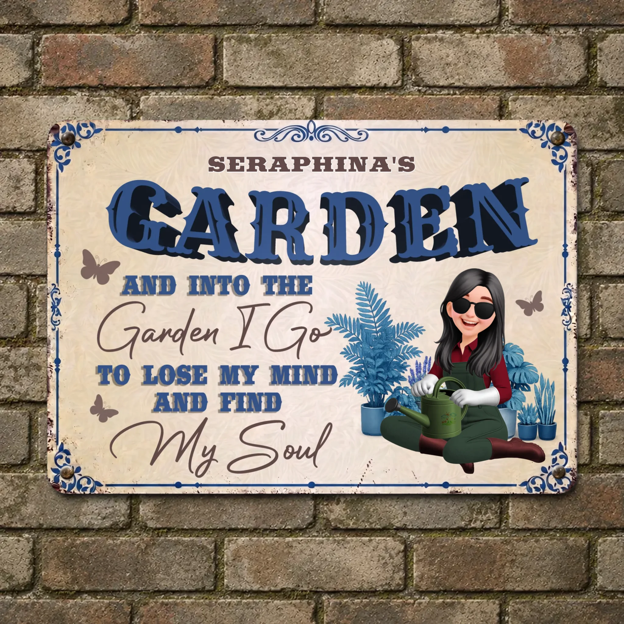 Unique Personalized Backyard Garden Metal Signs – Retro Cobalt Decor Gift