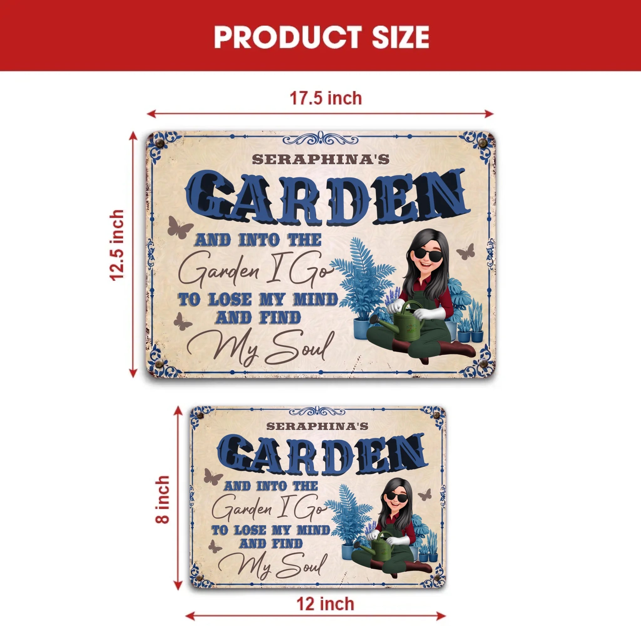 Unique Personalized Backyard Garden Metal Signs – Retro Cobalt Decor Gift