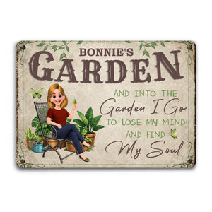 Unique Custom Metal Signs – Cozy Sitting Girl Butterfly Gift For Gardeners