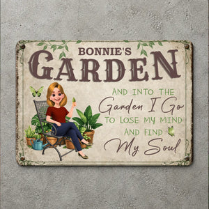 Unique Custom Metal Signs – Cozy Sitting Girl Butterfly Gift For Gardeners
