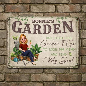 Unique Custom Metal Signs – Cozy Sitting Girl Butterfly Gift For Gardeners