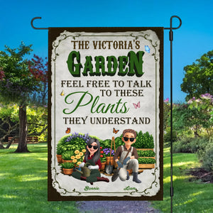 Talk To These Plants Garden Flag – Custom Couple Gardeners Gift