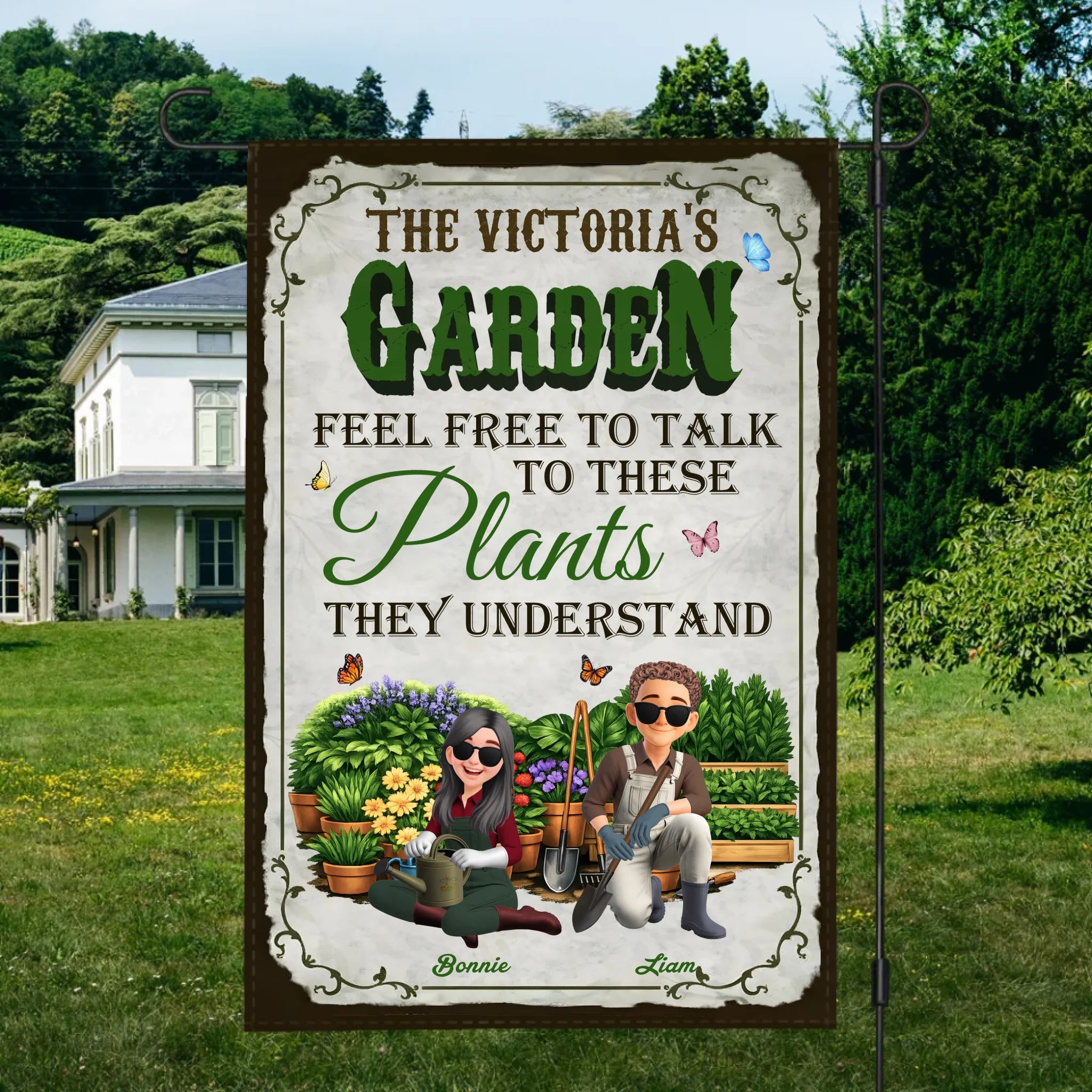 Talk To These Plants Garden Flag – Custom Couple Gardeners Gift