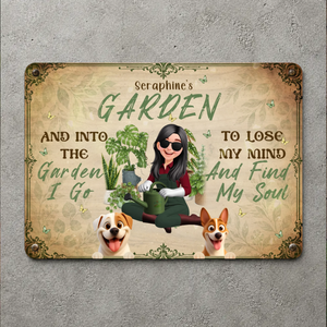Into The Garden I Go Metal Signs – Bespoke Gift For Gardeners And Dog Lovers