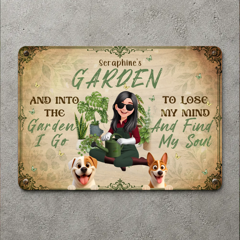 Into The Garden I Go Metal Signs – Bespoke Gift For Gardeners And Dog Lovers