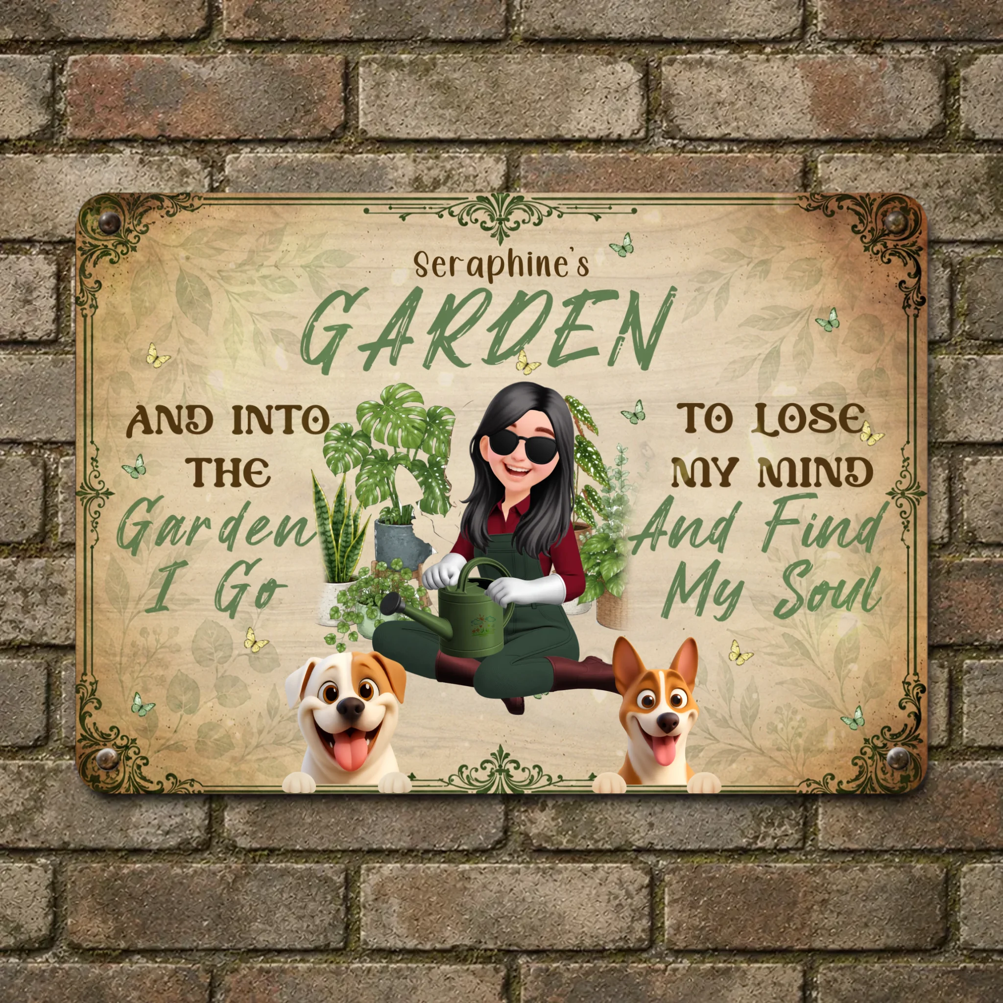 Into The Garden I Go Metal Signs – Bespoke Gift For Gardeners And Dog Lovers