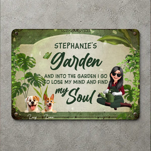 Unique Personalized Garden Metal Signs – Retro Sitting Lady Outdoor
