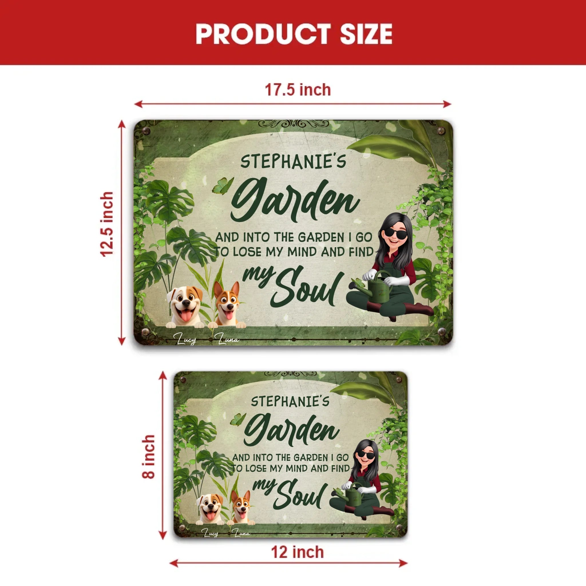 Unique Personalized Garden Metal Signs – Retro Sitting Lady Outdoor