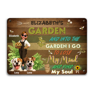 Into The Garden I Go Metal Signs – Personalized With Two Dogs Present
