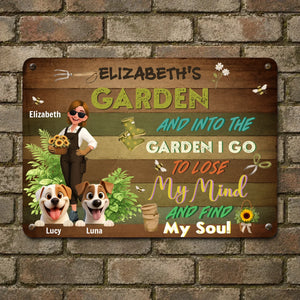 Into The Garden I Go Metal Signs – Personalized With Two Dogs Present