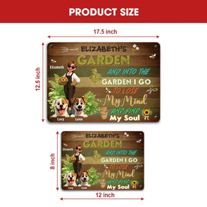 Into The Garden I Go Metal Signs – Personalized With Two Dogs Present