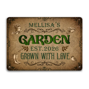 Garden Metal Signs Unique With Custom Name – Garden Grown With Love