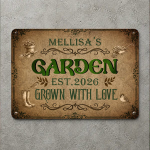 Garden Metal Signs Unique With Custom Name – Garden Grown With Love