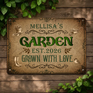 Garden Metal Signs Unique With Custom Name – Garden Grown With Love