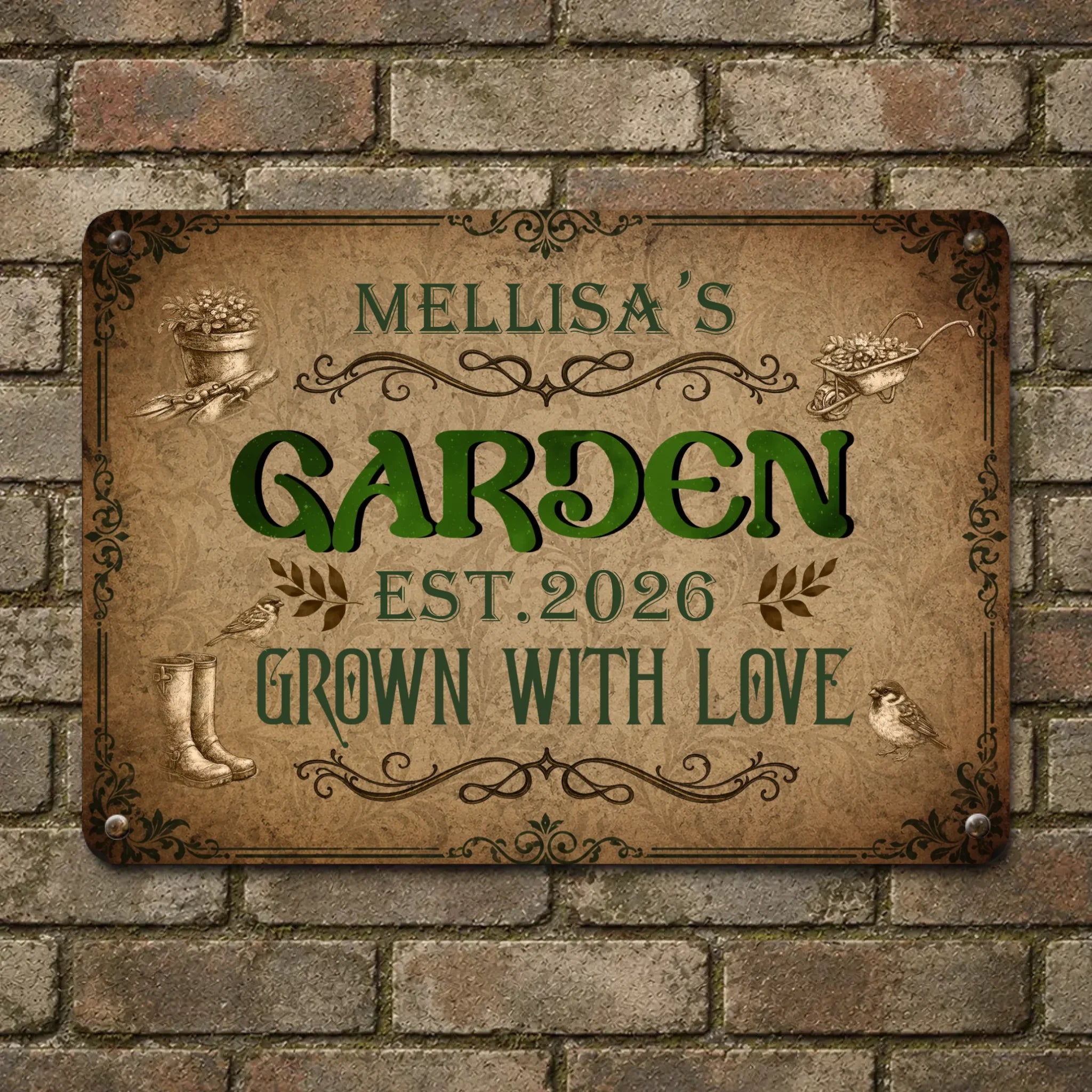 Garden Metal Signs Unique With Custom Name – Garden Grown With Love