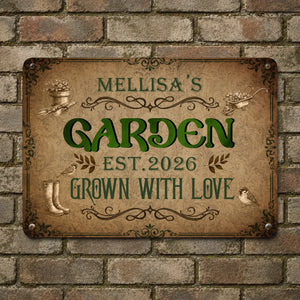 Garden Metal Signs Unique With Custom Name – Garden Grown With Love