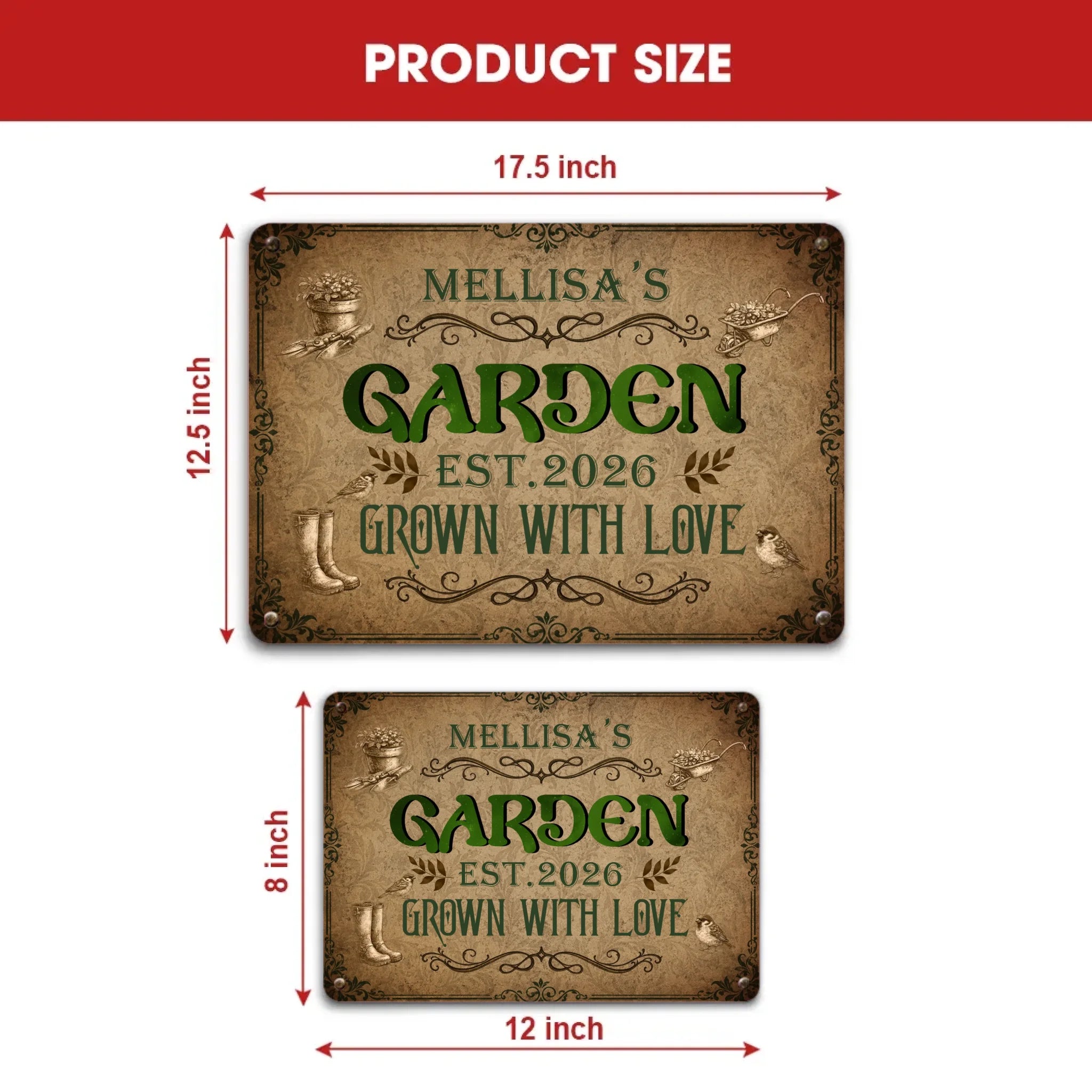 Garden Metal Signs Unique With Custom Name – Garden Grown With Love