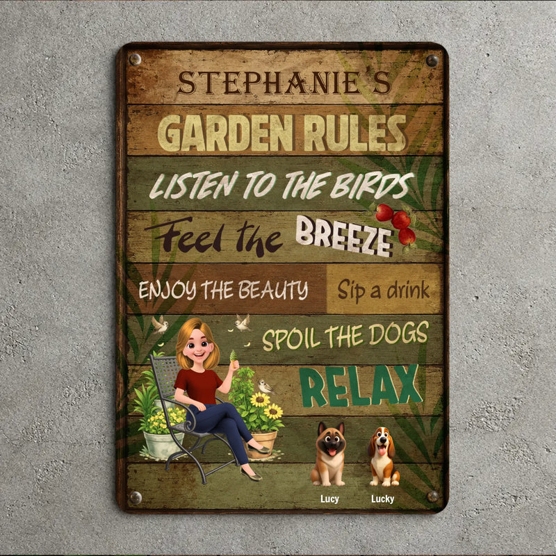 Garden Rules Metal Signs – Custom Spoil The Dogs For Gift