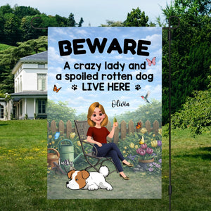 Bespoke Funny Lying Dog Garden Flag – Unique Present For Gardener