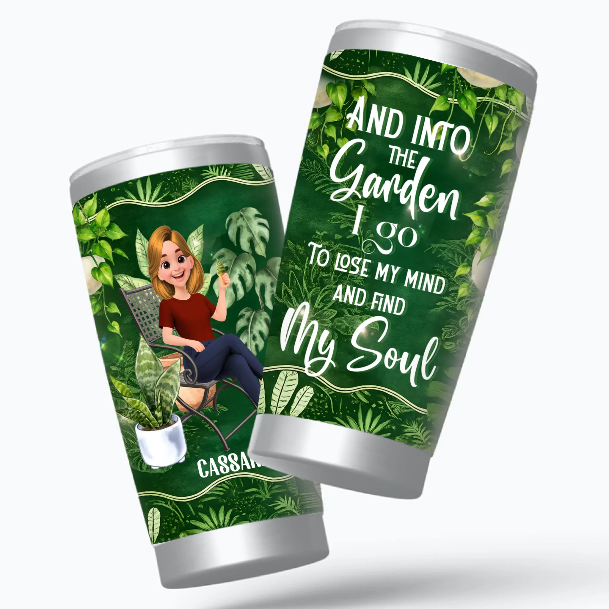 Personalized Into The Garden I Go Dark Green Tumbler – Soul Gift Cup