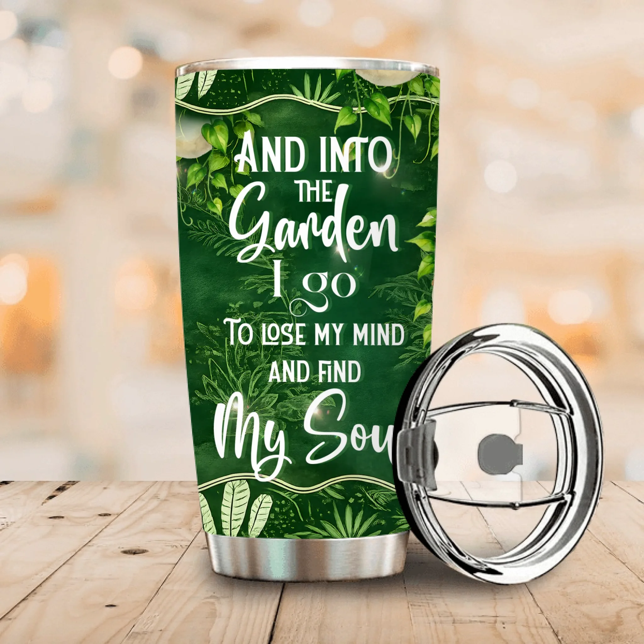 Personalized Into The Garden I Go Dark Green Tumbler – Soul Gift Cup
