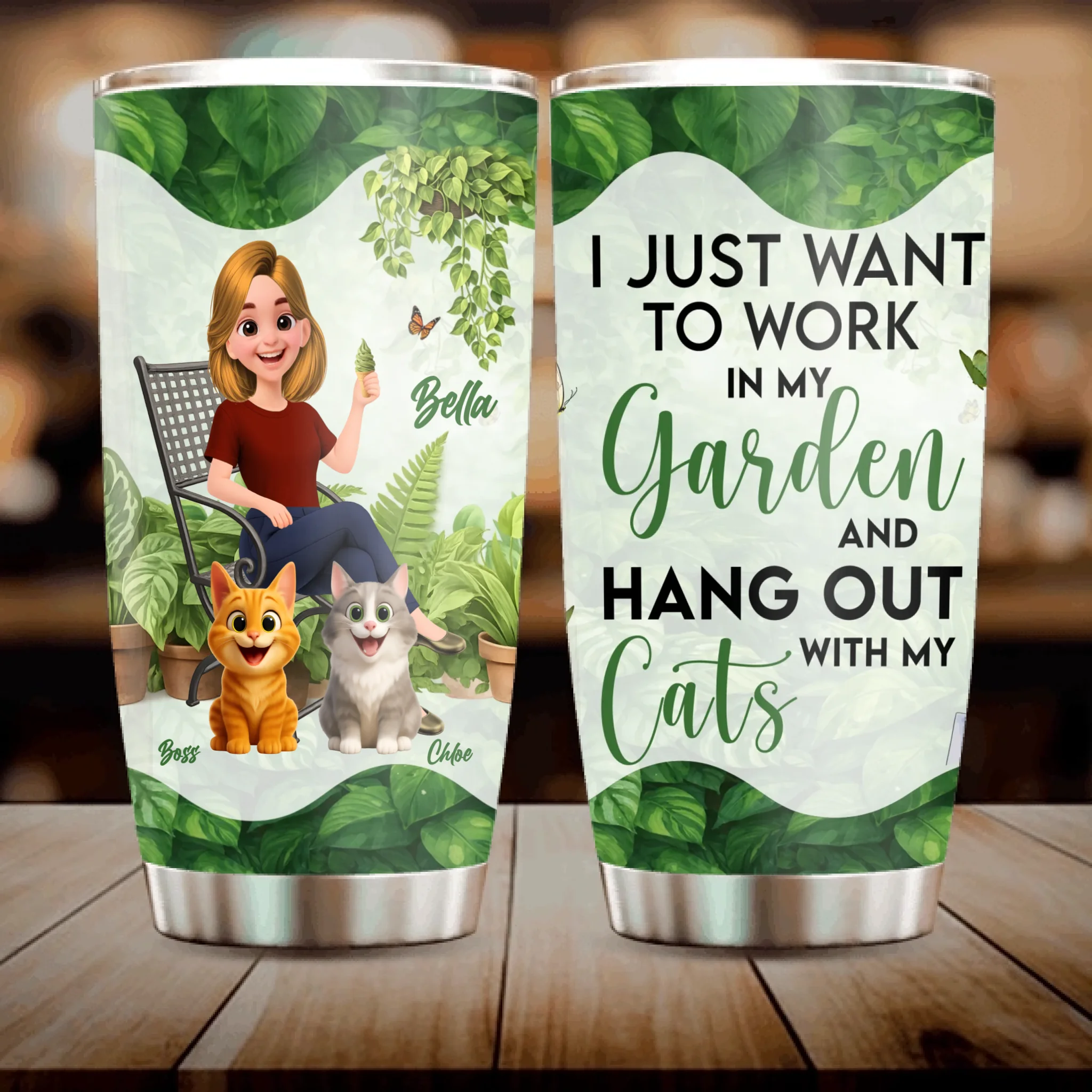 Work In My Garden Hang Out With Cats Tumbler – Custom Gift For Gardeners