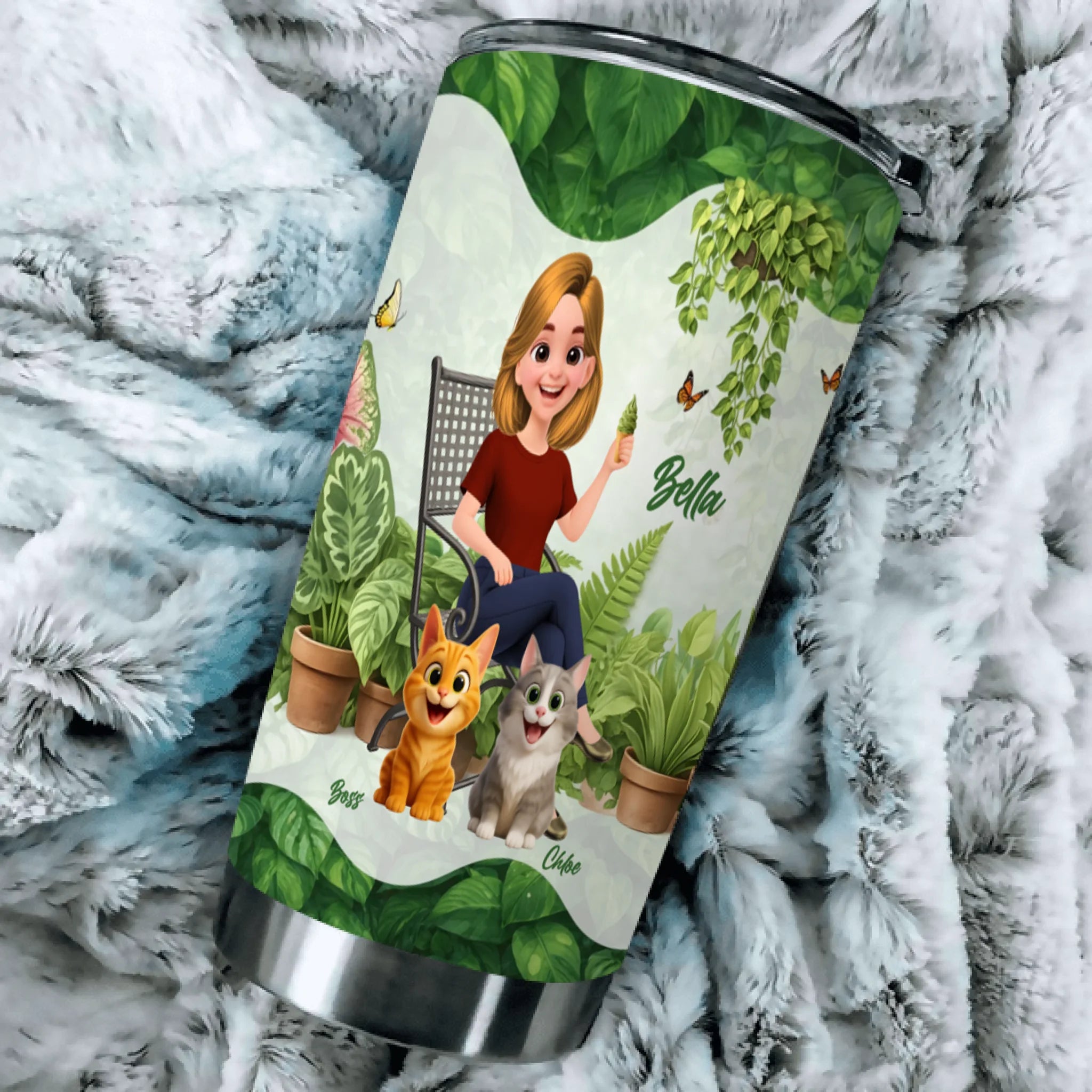 Work In My Garden Hang Out With Cats Tumbler – Custom Gift For Gardeners