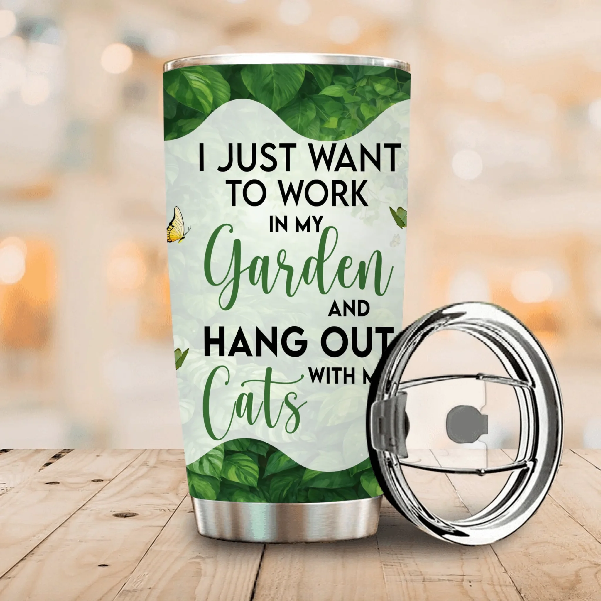 Work In My Garden Hang Out With Cats Tumbler – Custom Gift For Gardeners