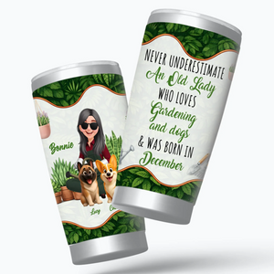 Personalized Born In December Old Lady Tumbler – Unique Gardening Travel Mug