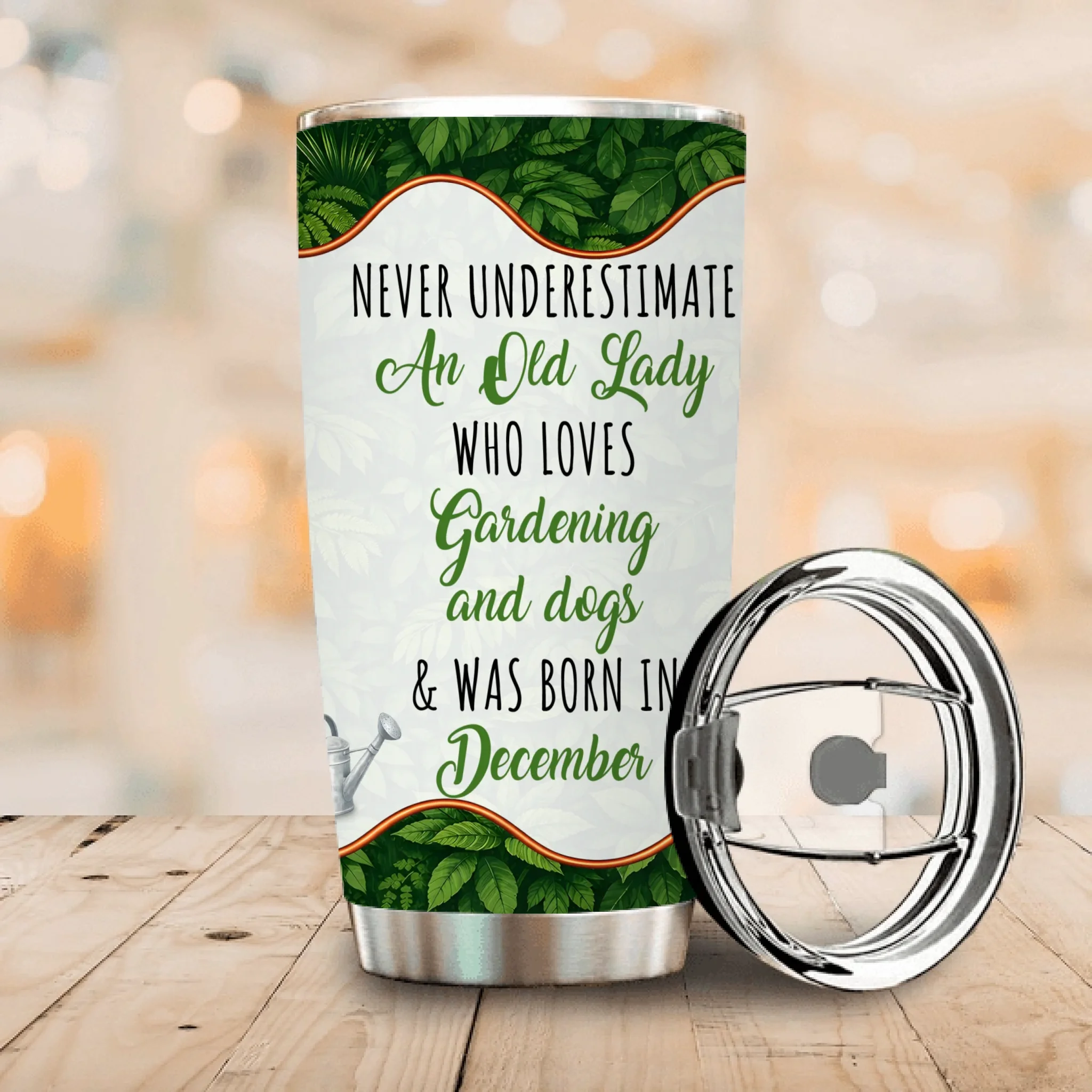 Personalized Born In December Old Lady Tumbler – Unique Gardening Travel Mug