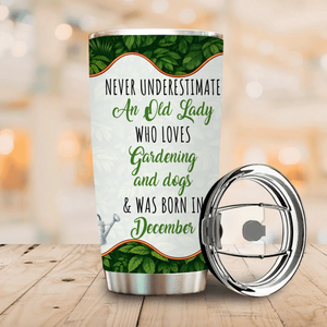 Personalized Born In December Old Lady Tumbler – Unique Gardening Travel Mug